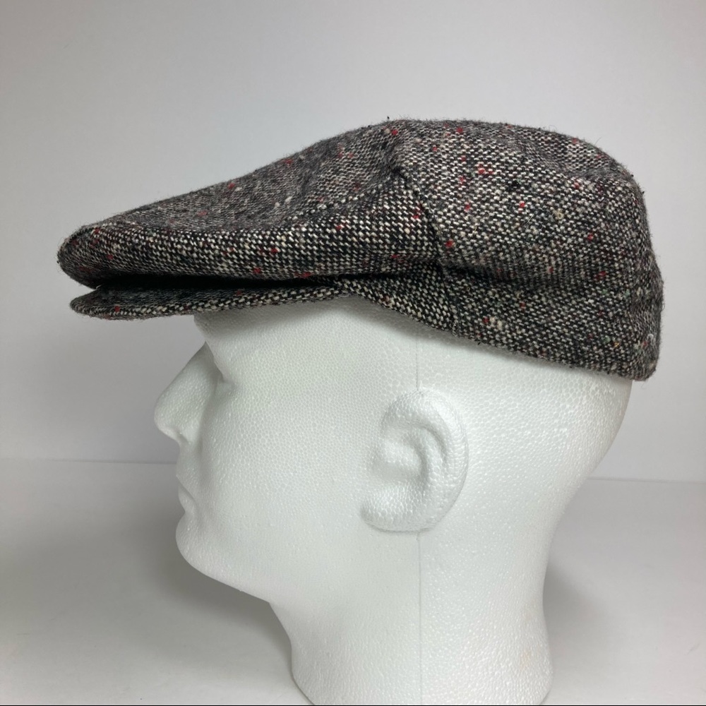 Stetson Mallory Newsboy Tweed Cap Snap Brown Made in USA Unisex NWOT